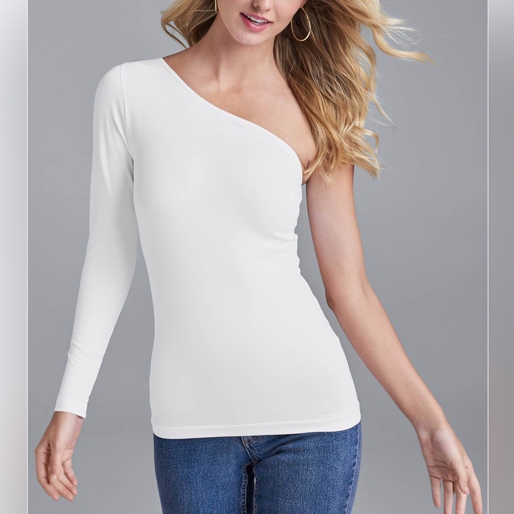 One Shoulder Seamless Top color White sizes S M L XL